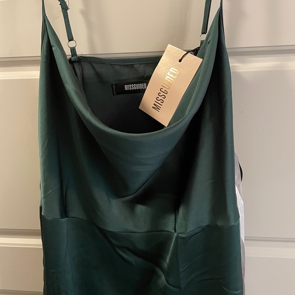 Missguided Dresses & Skirts - Green satin midi length cowl neck dress